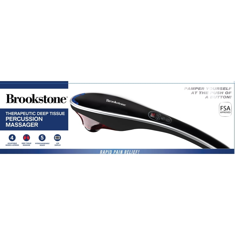 Brookstone Handheld Percussion Body Massager, 4 Vibration Modes, 5  Interchangeable Heads, Black - Walmart.com