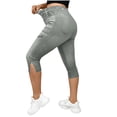 thumbnail image 2 of CYRBOKO Women's Capri Pants, Slim Fit Slit Hem Casual Elastic Waist Summer Capris Non-denim Black Size XL, 2 of 8