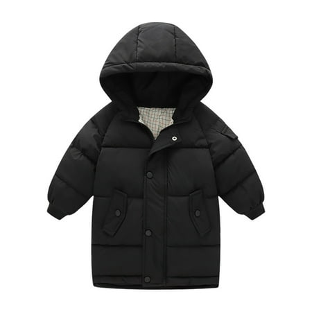 

QWERTYU Toddler Baby Child Children Kids Boy Girls Hooded Button Up Coat Fall Winter Long Sleeve Puffer Jacket Thicken Padded Outerwear 2Y-8Y