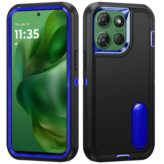 For Motorola Moto G Power 5G 2025 PEAK 3in1 Toughest Hybrid with Stand Cover Case - Black/Blue