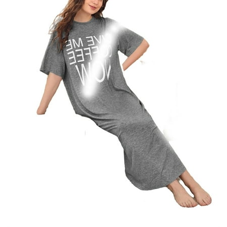 

Casual Letter Round Neck Sleepshirts Elbow-Length Grey Womens Nightgowns & Sleepshirts (Women s)