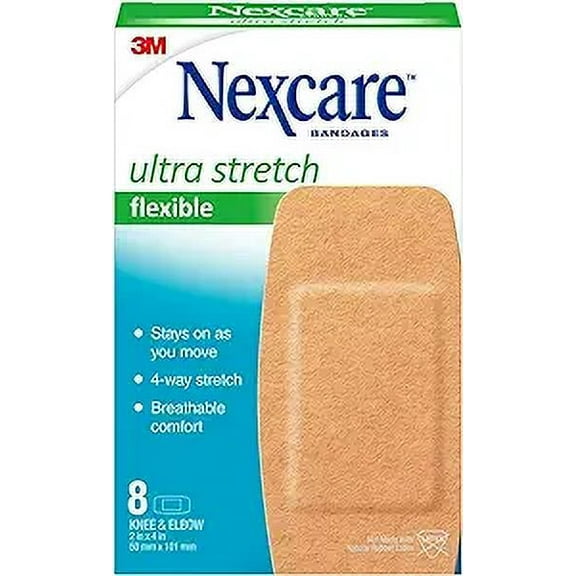 3M Nexcare Comfort Strip Ultra Fabric Bandages For Knee And Elbow - 8 Bandages, 3 Pack