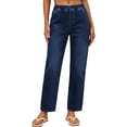 thumbnail image 7 of Lenpel Womens Cropped Jeans Mid Rise Straight Leg Tapered Denim Ankle Pants Business Casual Outfits with Pockets, 7 of 7