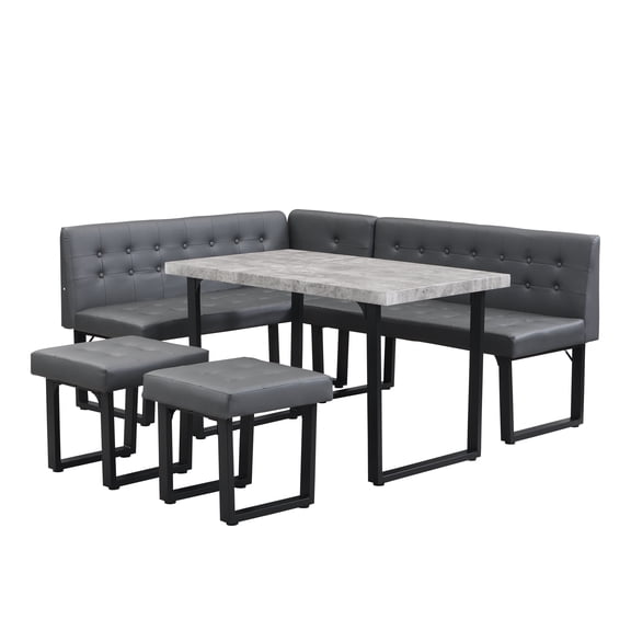 ROCKINGRUN Modern Nook 5 Piece Dining Table Set with Bench and Chair