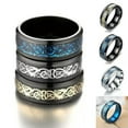 thumbnail image 6 of GKNET Fashion Silver Dragon Titanium Stainless Steel Men's Wedding Band Rings-dark black-12, 6 of 9