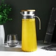 thumbnail image 2 of Jarra de agua fría de acrílico transparente de 1,2 l para jugo, para bar, uso doméstico, con tapa de bambú, 2 of 10