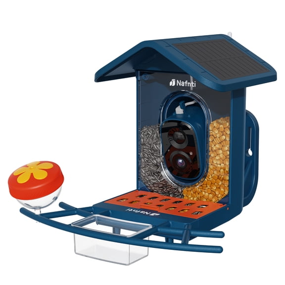 Nafnti 2K Bird Feeder with Camera, Lifetime Free AI Bird Recognition with 10000 , Bird Feeder Camera Solar Powered, 5GHz/2.4GHz, IP65 Weatherproof, Phone App