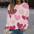 thumbnail image 1 of BVOFAR T-Shirts à Manches Longues Col Rond pour Femmes Imprimé Cœur Mignon Décontracté Grande Taille Tops Confortables 2025, 1 of 5