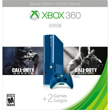 Refurbished Xbox 360 500GB Special Edition Blue Console Bundle with Call of Duty Ghosts and Call of Duty Black Ops 2 - Walmart Exclusive