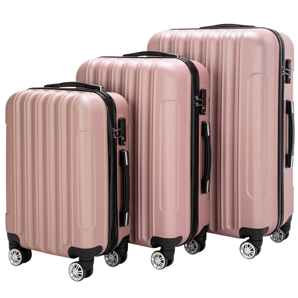 Lowestbest Traveling Luggage, 3Pcs Luggage Set, 20"+24"+28" Portable Large Capacity Luggage Bags for Travel, Rolling Traveling Storage Suitcase with Wheels, Rose Gold Lowestbest Traveling Luggage, 3Pcs Luggage Set, 20"+24"+28" Portable Large Capacity Luggage Bags for Travel, Rolling Traveling Storage Suitcase with Wheels, Rose Gold