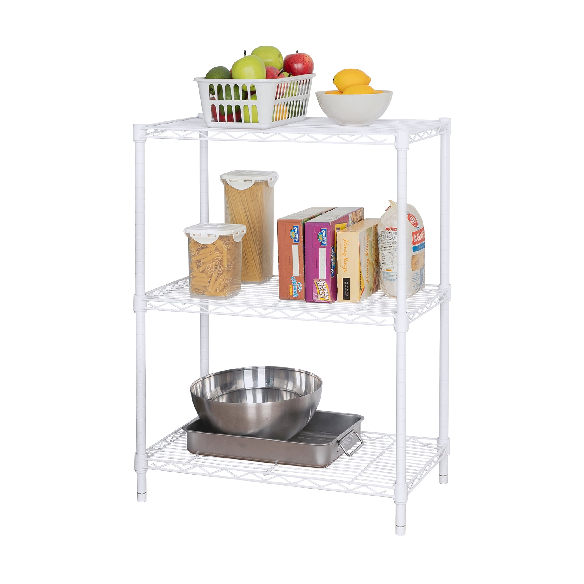 Hyper Tough 3-Tier Wire Shelving Rack, 750 lb Load Capacity, White