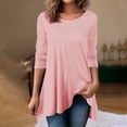thumbnail image 2 of JSKUMAR Women's Long Sleeve T Shirts Tunic Tops Round Neck Flowing Basic Solid Daily Pullover Shirts Plus Size Blouses Pink,XXL, 2 of 7