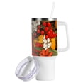 thumbnail image 2 of Lemons Flowers Floral Cherries 40 oz Tumbler with Handle Insulated&nbsp;Travel Mug&nbsp;Lid Straw Leak Proof Steel Vacuum Water Bottles Glasses Fits in Car Cup Holder, 2 of 7