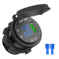 thumbnail image 2 of 2X 12V / 24V Fast Charging 3.0 Car Lighter Socket USB Charger LED Voltmeter Ammeter Black & Blue, 2 of 2
