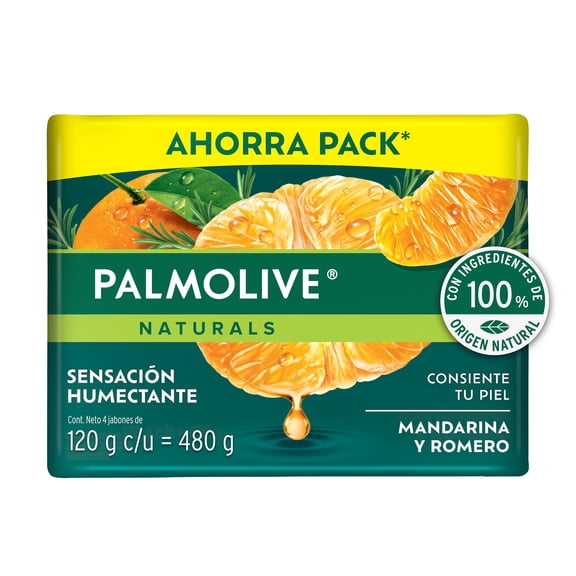 Jabón de Baño Palmolive Naturals Mandarina y Romero Sensación Humectante 4 x 120 g