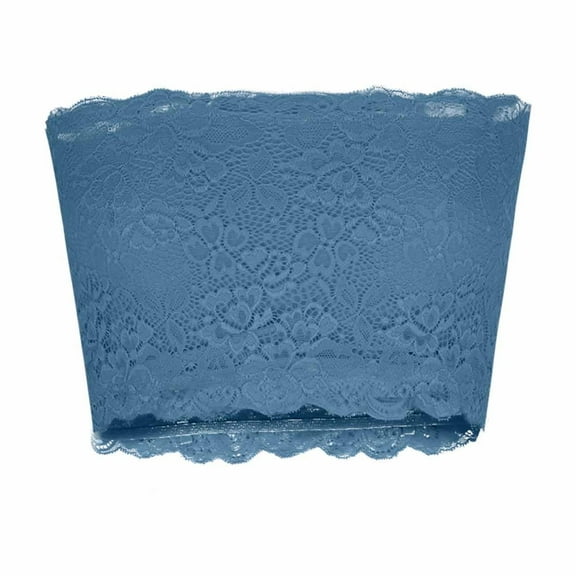 VEKDONE Women's Strapless Bra Floral Lace Wirefree Seamless Bralette Bandeau Bra Tube Top Bras Wireless Stretchy Chest Wrap Everyday Bra Blue Size XXL