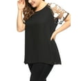 thumbnail image 6 of Unique Bargains Women's Plus Size Crochet Mesh Panel Sheer Raglan Sleeve Top 3X Black, 6 of 6