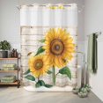 thumbnail image 6 of No Hook Shower Curtain, Sunflower Shower Curtains for Bathroom with See Through Top Window, Yellow Summer Flowers Bee Botanical Wooden Waterproof & Washable Bath Curtain Extra Long 72"x84", 6 of 9