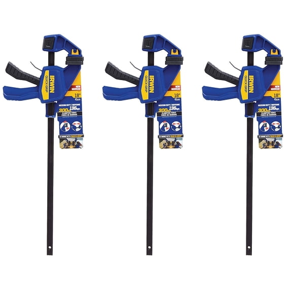 Prensa de barra Irwin Tools de 18" de uso medio, paquete de 3
