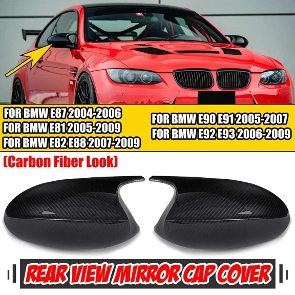 M3 Style 2pcs E90 Car Rear View Mirror Replacement Mirror Cap Covers For BMW E90 E91 E92 E93 E81 E82 E87 E88 PRE-LCI Body Kit