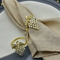 thumbnail image 5 of Grape Design Napkin Rings With Pearl & Diamond Replicas - Pearl & Diamond Replicas - 6-Piece Alloy Gold Napkin Holders - For,Daily Dining, 5 of 7