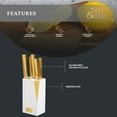 thumbnail image 5 of Thyme & Table 6-Piece Slim Acacia Knife Block Set with Gold Blades and White Accent Block, 5 of 6