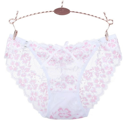 Clearance!Uooqdmx Womens Underwear Underwear for Women Briefs Lace Embroidery G-string Low-waist Thong Ladies Underwear Panties White One Size