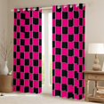thumbnail image 2 of Feelyou Black Pink Plaid Black Out Curtains for Kids, Modern Fashion Buffalo Curtains Pack of 2 (42x63 Each), Patchwork Checkered Bedroom Curtains, Curtains and Drapes Decor, 2 of 6