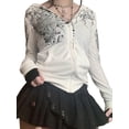 thumbnail image 3 of Rhinestone Floral Print Hoodies Women Y2K Aesthetic Zipper Long Sleeve Sweatshirts Hooded Coat Pockets Outerwear, 3 of 6