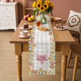 thumbnail image 2 of Mother's Day Table Runner 90 Inches, Spring Watercolor Floral Love Heart Grey Plaid Bed Runner Dresser Scarves Tabletop for Indoor Outdoor Parties/Ceremony/Banquet, 13" x 90", 2 of 9