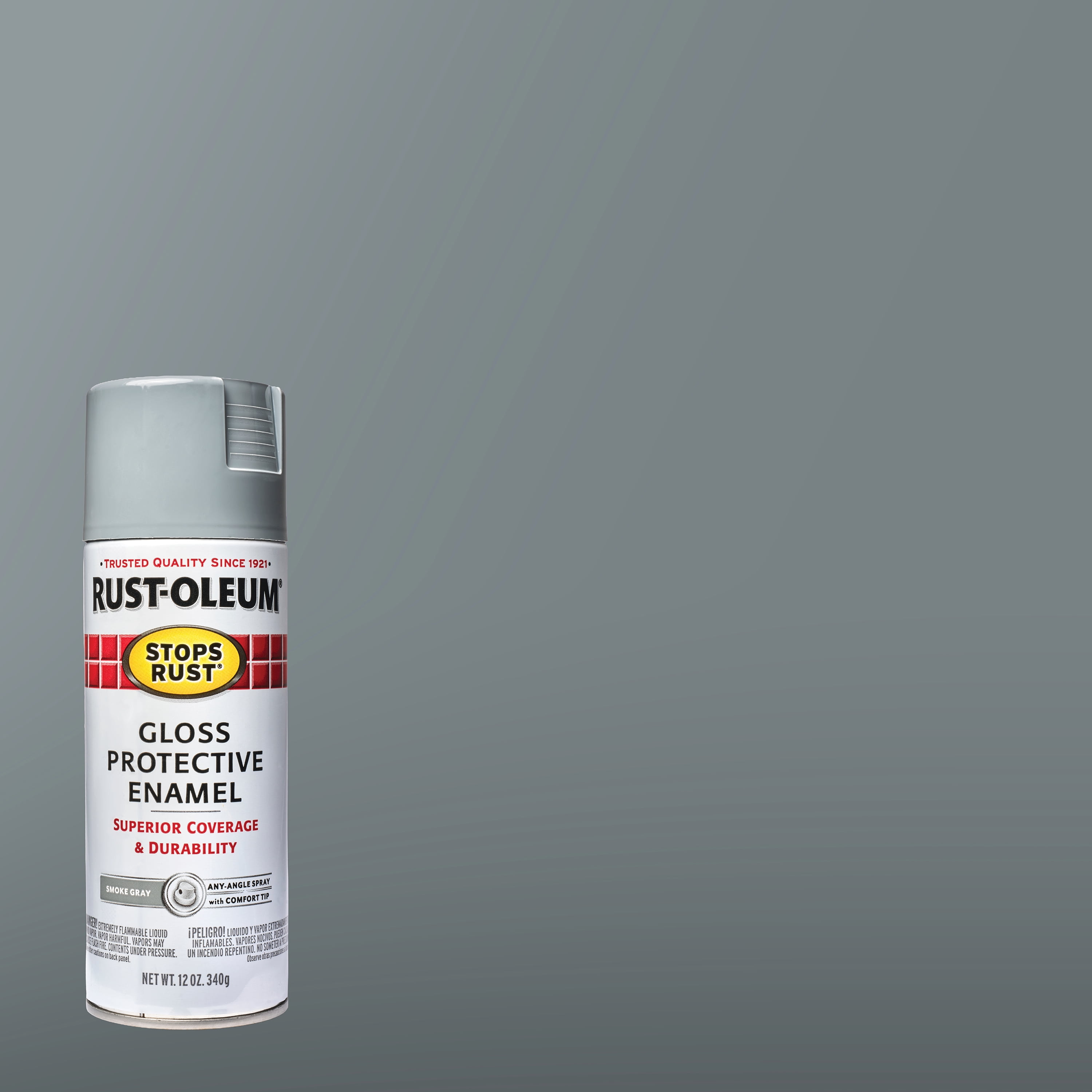 (2 pack) Smoke Gray, Rust-Oleum Stops Rust Protective Enamel Gloss Spray Paint-7786830, 12 oz