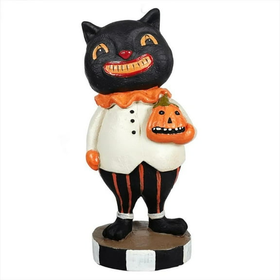 Vintage Style Halloween Cat Resin Table Centerpiece Decor, Fun Whimsical Bright Color Cat Statue for Happy Halloween Party Trick or Treat Decorations