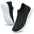 thumbnail image 4 of ADQ Women's Sneakers Lightweight Walking Shoes Breathable Slip-on Flats Black White 10, 4 of 7