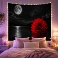 thumbnail image 2 of Red Dahlia on Dark Moonlit Lake, Dramatic Gothic Illustration, Halloween Gift for Flower Lovers, Moonlit Wall Art, Tapestry Wall Hanging for Bedroom and Living Room, 2 of 6