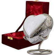 White Heart Keepsake Urn - Mini Heart Cremation Urn for Human Ashes - Handcrafted Box & Heart Urn Stand Included - Honor Your Loved One with Small White Urn Heart Shaped - Perfect for Adults & Infants
