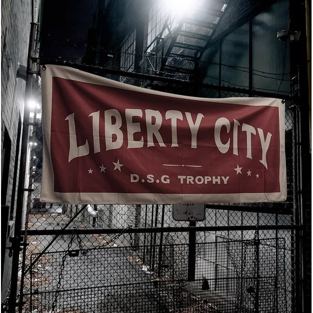 Tapiz para colgar en la pared, bandera retro de Liberty City, 70 x 170 cm