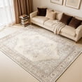 thumbnail image 3 of Toyoso 9x12 Extra Large Medallion Area Rug - Vintage Ivory & Tan Silicone Carpet, Grande Distressed Washable Non-Slip Large Indoor Rug for Great Room, High-Traffic Master Suite Decorative Rug, 3 of 9
