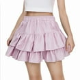 thumbnail image 2 of AUNVITO Girls 3-12 Years Solid Color Elastic Waist Tiered Ruffle Bubble Skirt, 2 of 7
