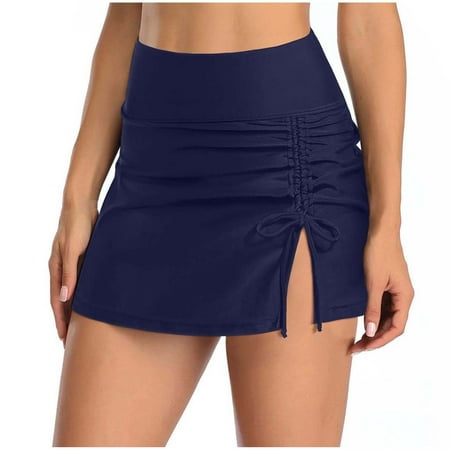 YanHoo Women s Bikini Bottom Swim Skirt Ruched High Waist Tummy Control Side Split Tankini Swimsuit Bottom Swimwear Womens Swimsuits Clearance Sale