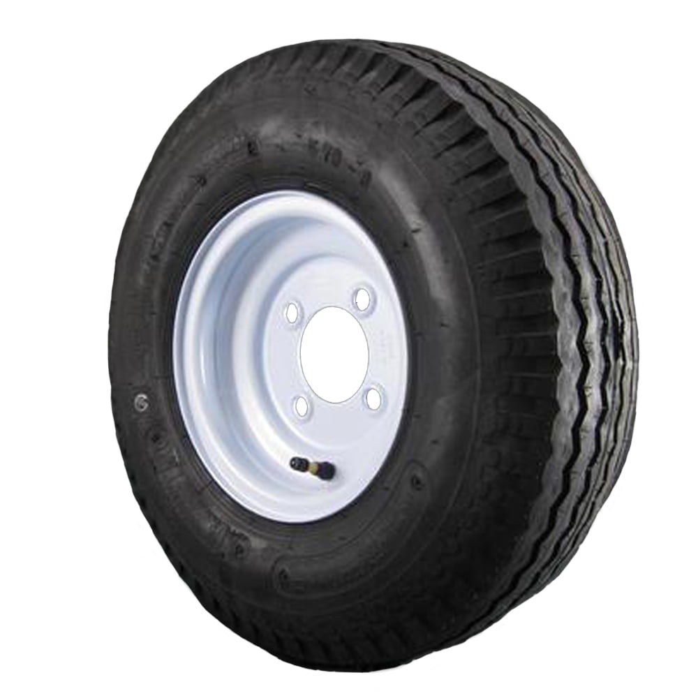5.70X8 Loadstar Trailer Tire LRC on 4 Bolt White Wheel
