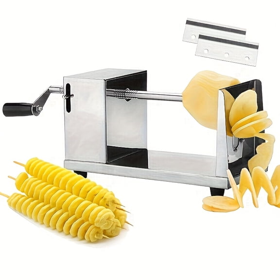 Whirlwind Hand-Crank - 3pcs Potato Chip Maker - Commercial Manual Stainless Steel