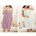 thumbnail image 3 of WIFORNT Serviette de Bain pour Femmes avec Sangles Longueur Genou Ajustable Robe en Polaire Corail pour Douche Spa Plage, 3 of 5