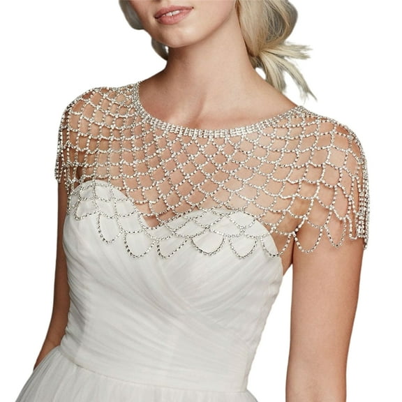 Yokua Exquisite Rhinestones Embellished Shoulder Wrap Sparkling Shawl Body Chain