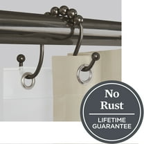 Better Homes & Gardens Open Double Rollerball Shower Curtain Hooks, Bronze , Set of 12