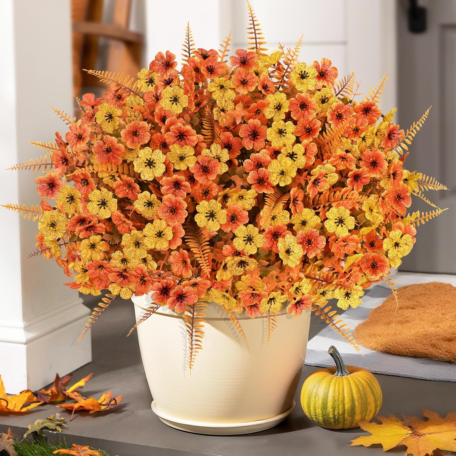 Yastouay 32 Bundles Artificial Flowers for Outdoors, UV Resistent Fake Boxwood Flowers Faux Outdoor Plants for Outside Garden Balcony Yard Porch Decor