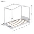 thumbnail image 7 of DreamBuck House Beds, House Platform Bed, Wood Montessori Bed Frame, Twin Size Platform Bed with Headboard for Boys Girls Teens, Roof Design, No Box Spring Needed, Twin Size, White, 7 of 7