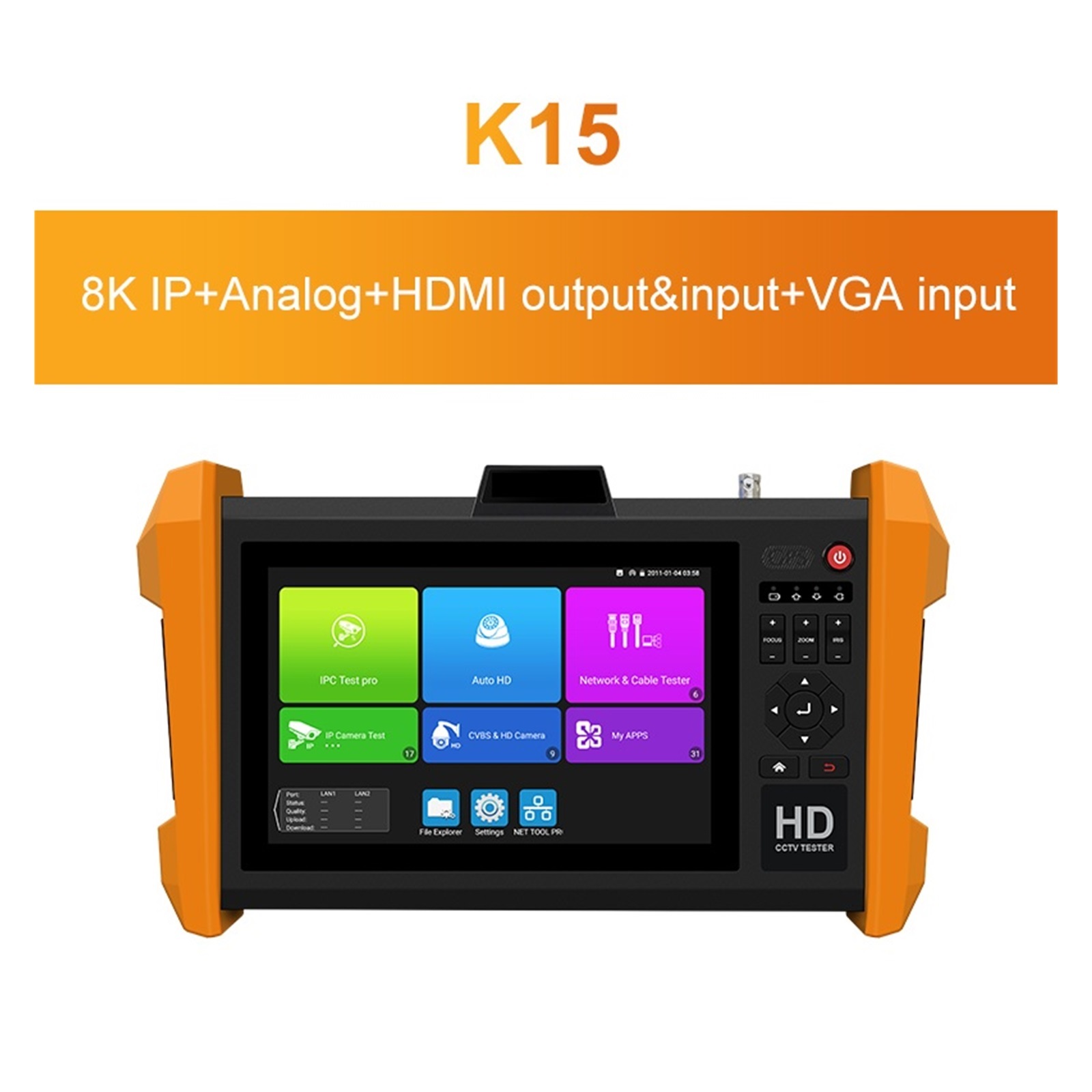 8K H.265 Multifunction 7 Inch CCTV Tester SFP Optical Module AHD CVI TVI SDI Color Bar Generator All In One Ipc Tester