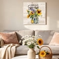 thumbnail image 6 of Canvas Wall Art Hello Spring Canvas Art Print Sunflowers Lavender Pictures Wall Decor for Living Room Bedroom Artwork Decorations Stretched Framed Ready to Hang 12"x12", 6 of 9