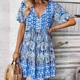 thumbnail image 2 of asddcavvf Robes pour Femmes Été Nouvelle Robe Maxi Imprimé Boho Col en V Coupe Ample Courte, 2 of 9