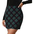 thumbnail image 2 of Wool Skirts for Women Fall Winter High Waisted Plaid Bodycon Pencil Short Mini Skirt, 2 of 8